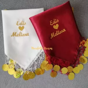 Kalp ve İsim Nakışlı Halay Mendili