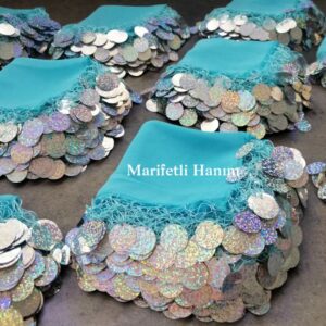 Cam Göbeği Mavi Halay Mendili