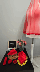 Kırmızı Biyeli Duvak Seti