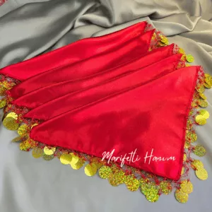 Kırmızı saten halay mendili, Kırmızı saten kına mendili